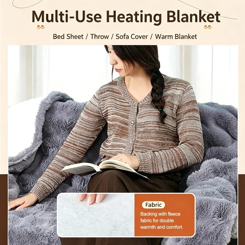 Elektrische Heizdecke 150×80 cm – Thermostatische Temperaturregelung, 12-Stunden-Timer | Multifunktionaler Winter-Körperwärmer für Sofa, Bett & Reise