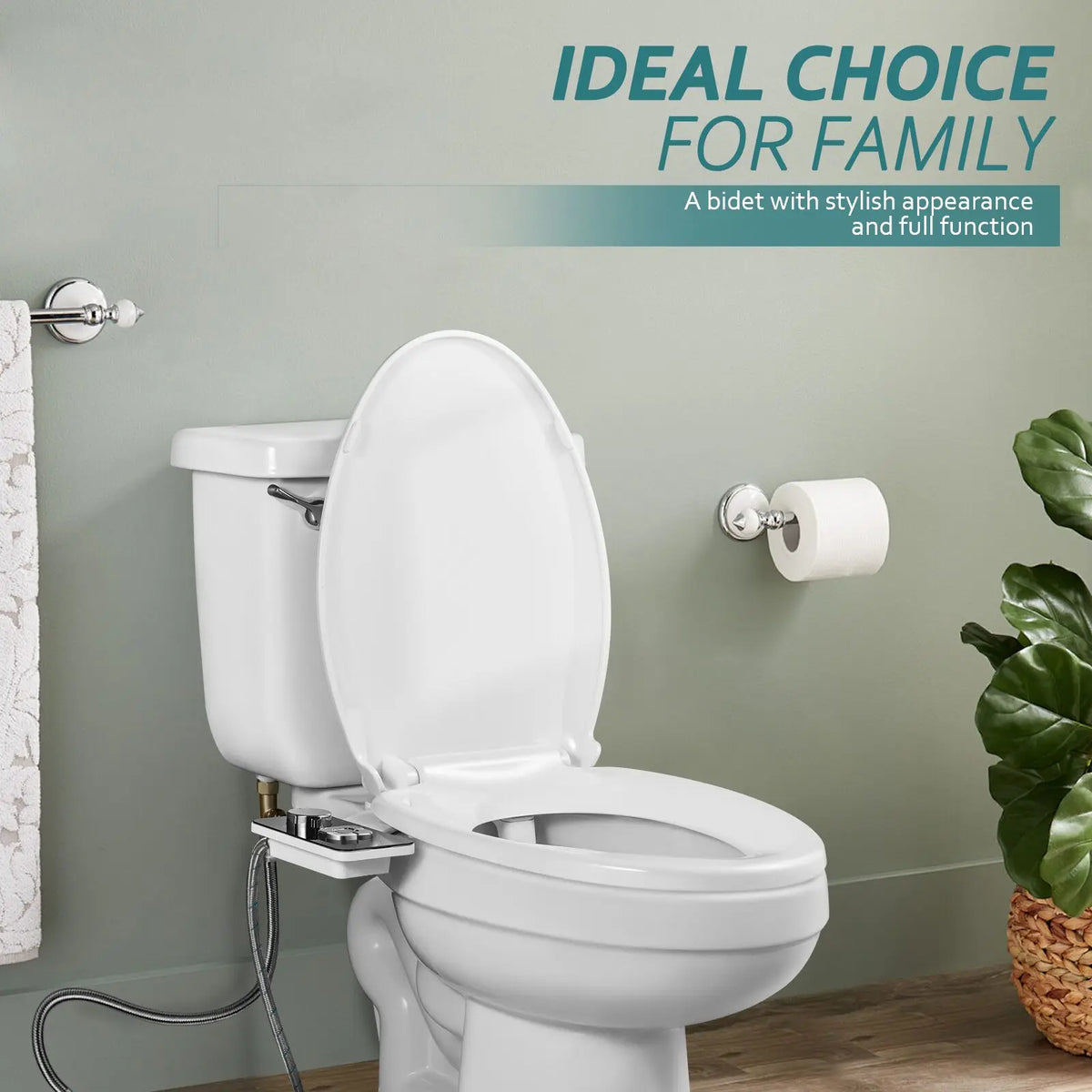 Abattant bidet adaptable – Ultra-fin, non électrique, avec doubles buses autonettoyantes | Lavage à l'eau froide (avant et arrière) | Accessoire d'hygiène personnelle