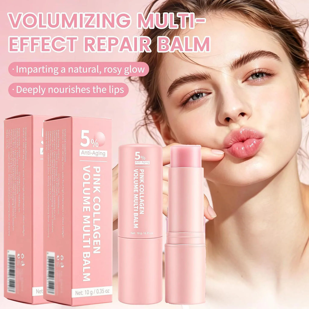 PDRN Pink Collagen Volume Multi Balm Stick – NAD+ feuchtigkeitsspendende Faltenpflege für Gesicht, Augenpartie & Lippen, straffend gegen feine Linien