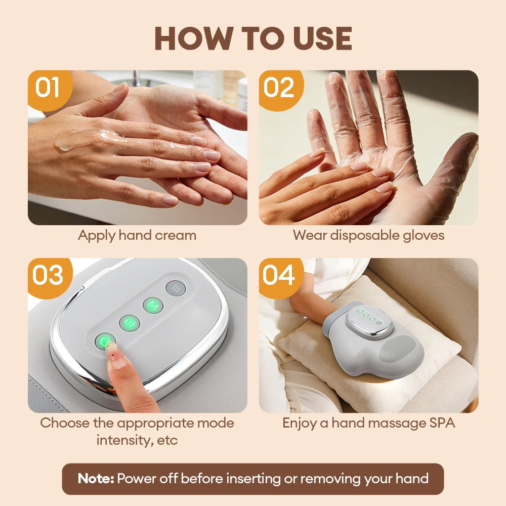Gant de massage électrique – Compression par air pour le soulagement des doigts, du pouce, de la paume et des points d'acupression