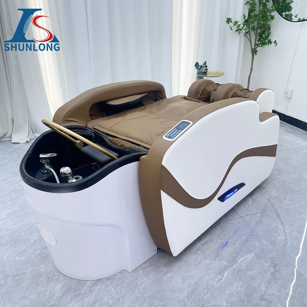 Lit de shampoing thaïlandais inclinable moderne – Lit de lavage capillaire pour massage complet du corps et soin du cuir chevelu | Salon professionnel et spa de beauté