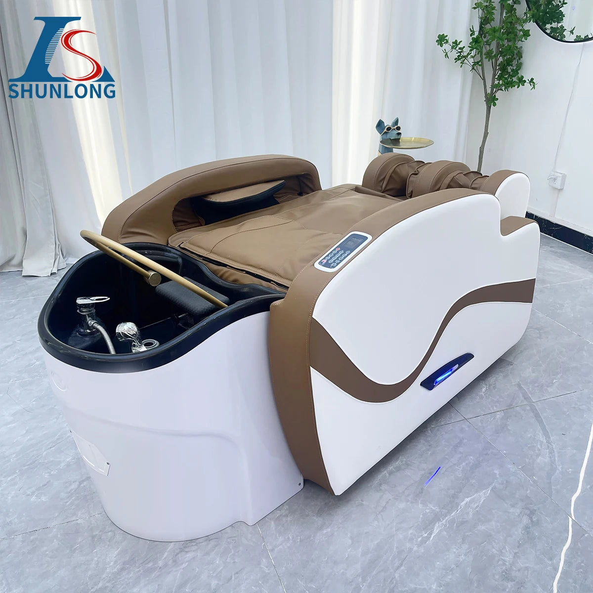 Lit de shampoing thaïlandais inclinable moderne – Lit de lavage capillaire pour massage complet du corps et soin du cuir chevelu | Salon professionnel et spa de beauté