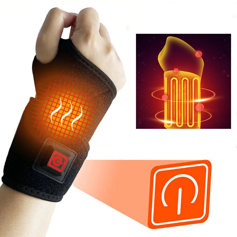 Protège-poignet chauffant et attelle de maintien – Thérapie par chaleur électrique USB, bracelet de sport respirant pour massage des mains et soin des articulations
