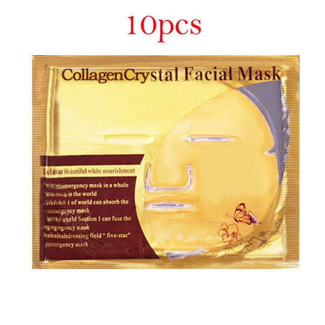 Coffret de 10 masques visage au collagène et à l'or – Anti-âge, hydratation intense et rajeunissement de la peau