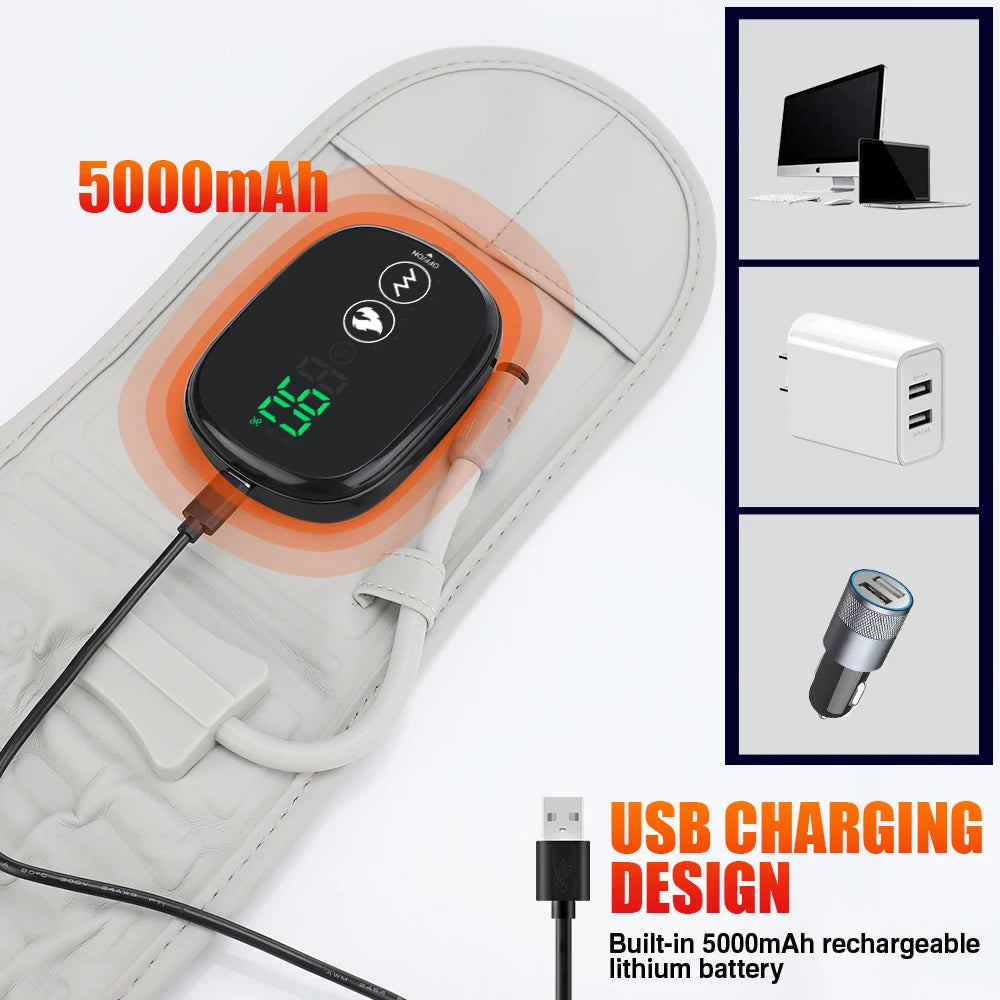 Masajeador lumbar eléctrico inalámbrico con luz roja y calor: cinturón de soporte con airbag inflable y masaje por vibración para el alivio del dolor de espalda y relajación