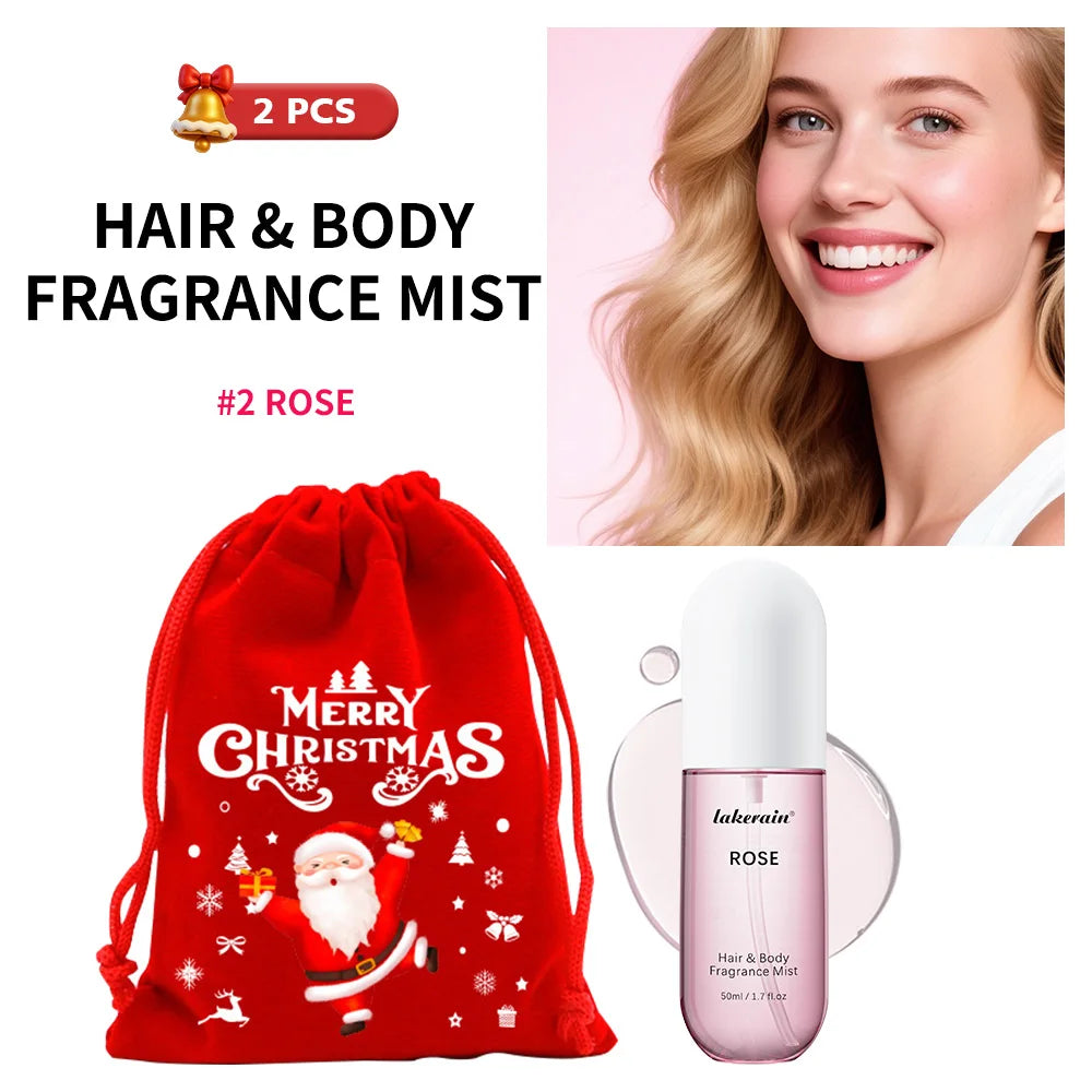 Set de bruma perfumada para cabello y cuerpo Christmas Vanilla Rose – 2 piezas, fragancia diaria ligera de larga duración para regalo