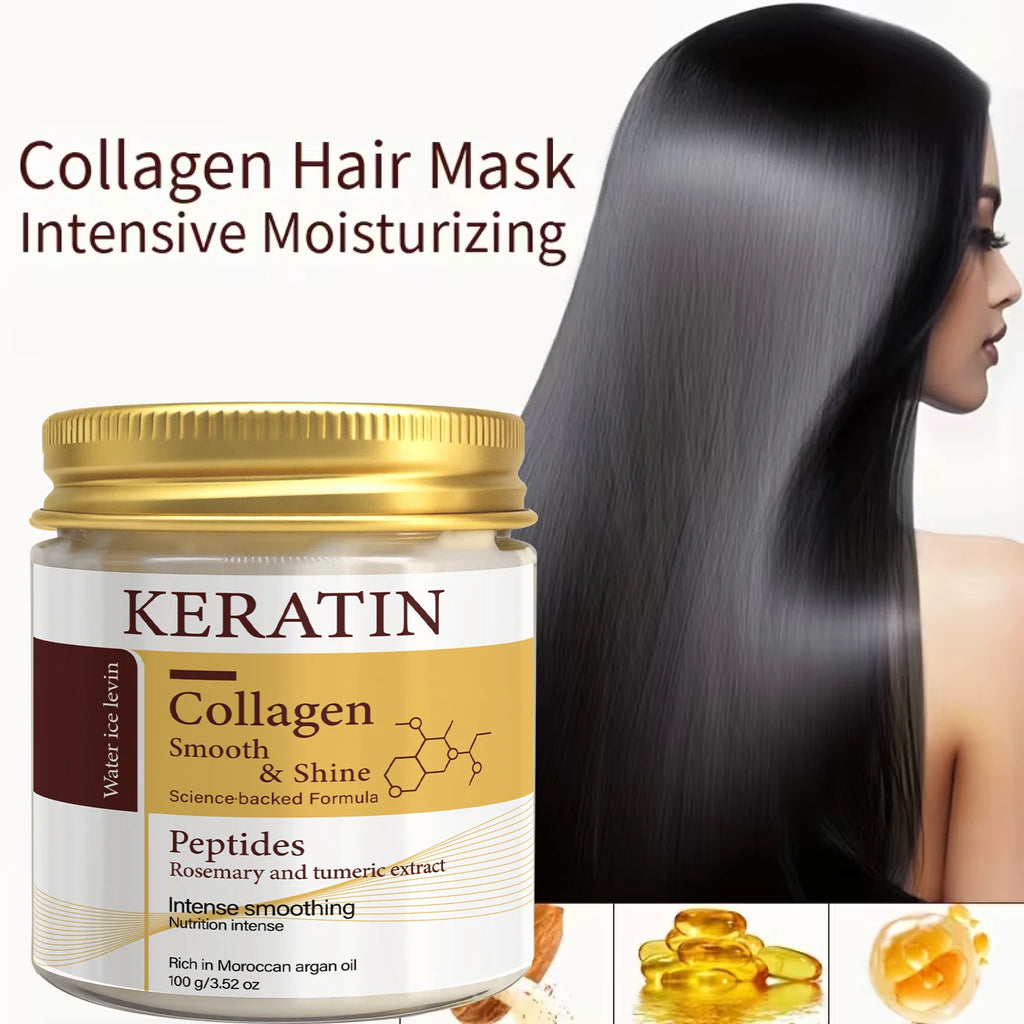 Keratin- & Kollagen-Haarmaske mit Peptiden & Rosmarin – Tiefenpflege für geschmeidiges, glänzendes Haar