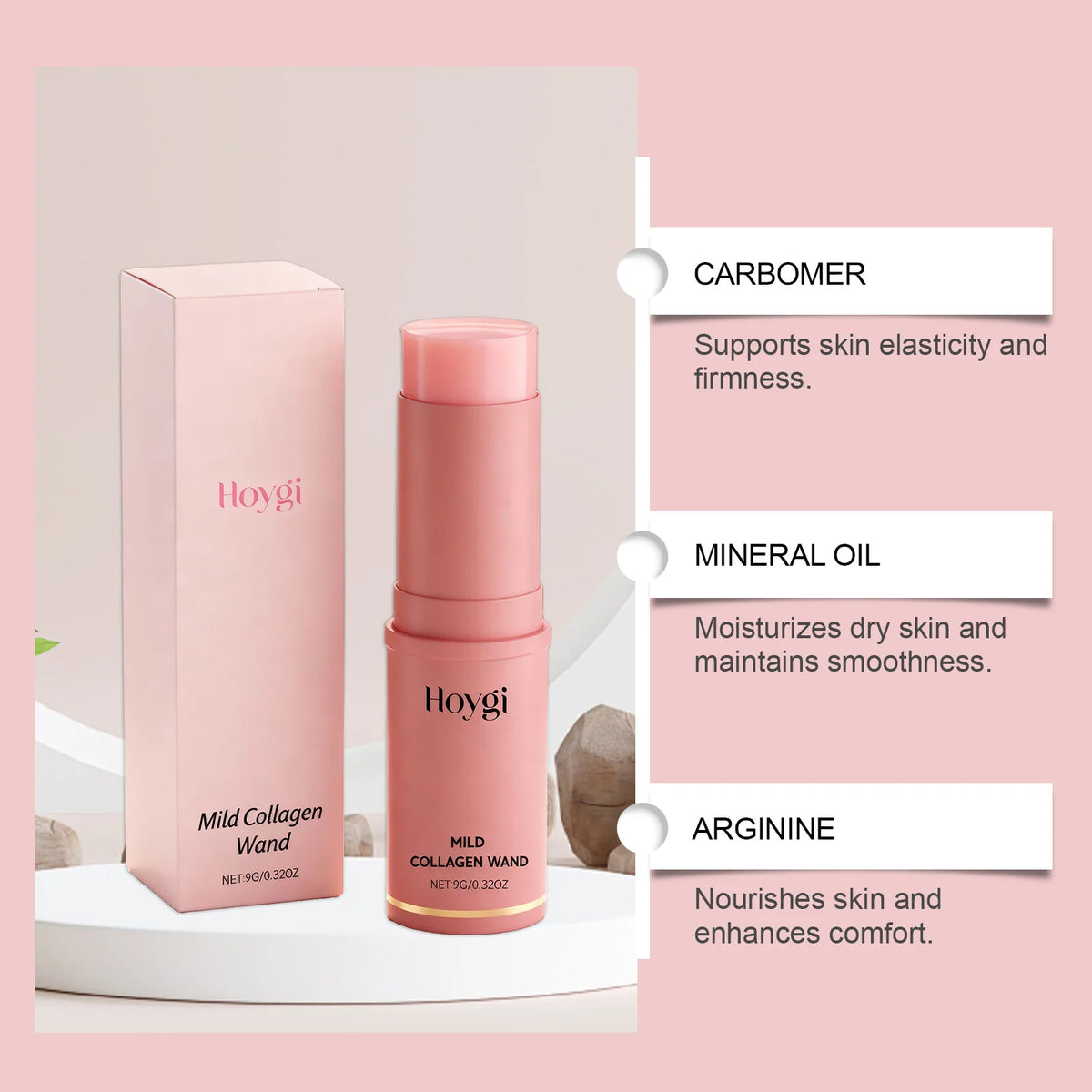 Bálsamo hidratante en barra con colágeno (rosa) – Cuidado facial hidratante intensivo multifuncional y base de maquillaje coreana