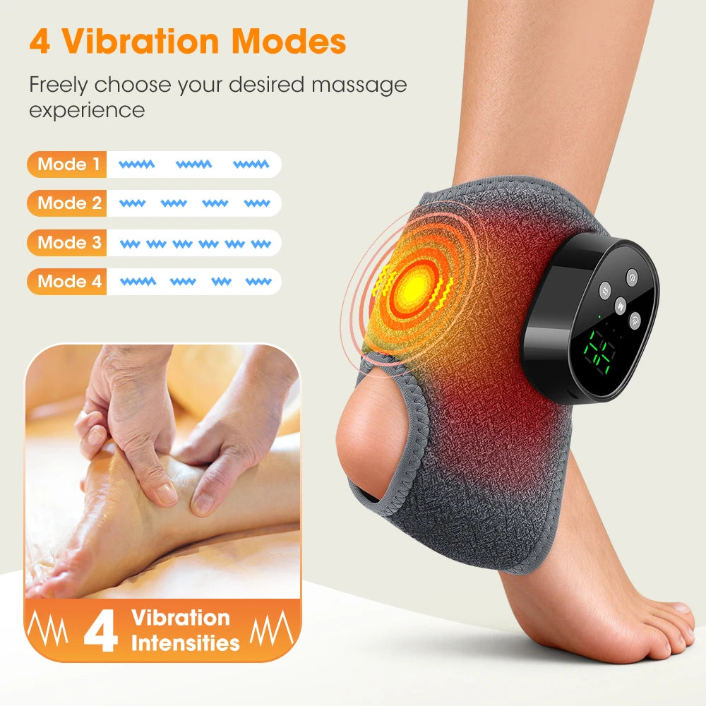 Elektrisches Fuß- und Knöchel-Massagegerät mit Wärmefunktion – Kabellose Vibrationsmanschette für Beinpflege & Entspannung | Tragbares Pad für Zuhause, Büro, Damen & Senioren