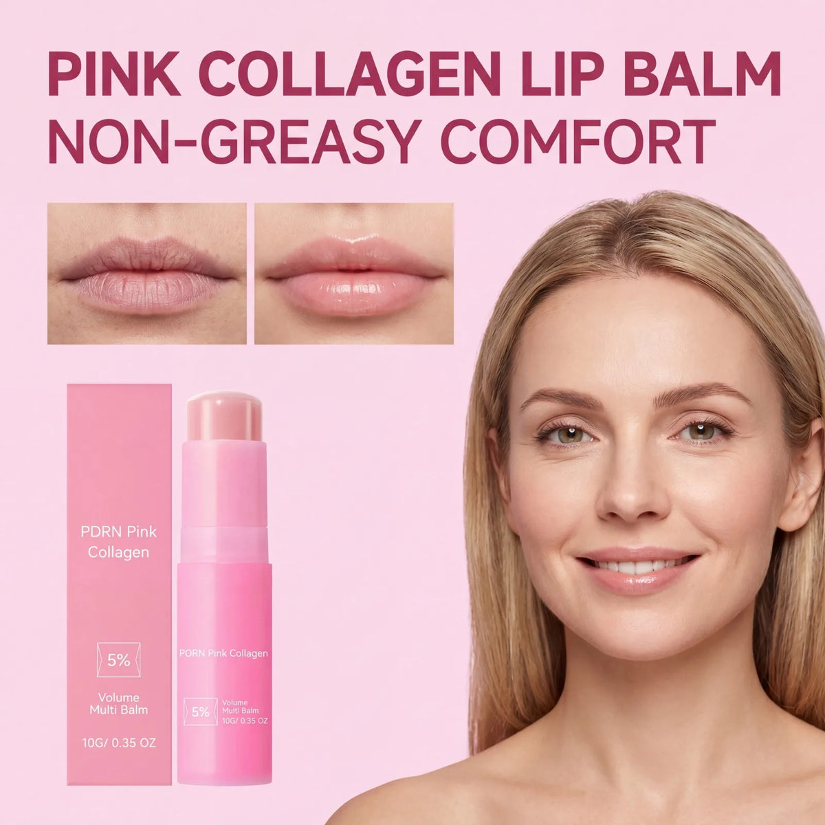 PDRN Pink Collagen Volume Multi Balm Stick y Suero – 5% Volufiline Hidratante, Reafirmante y Reparador para Rostro, Cuello y Contorno de Ojos