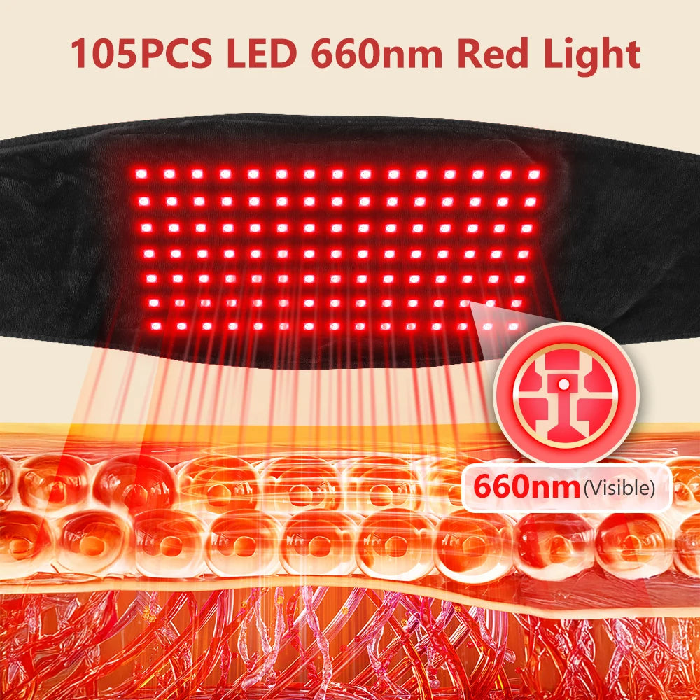 USB-elektrischer 660nm Rotlicht-Taillengürtel – 105 LED-Heizkissen für Menstruationsbeschwerden, Schulter-, Lenden- & Rückenschmerzen | Heißkompresse zur Entspannung von Gelenken & Muskeln