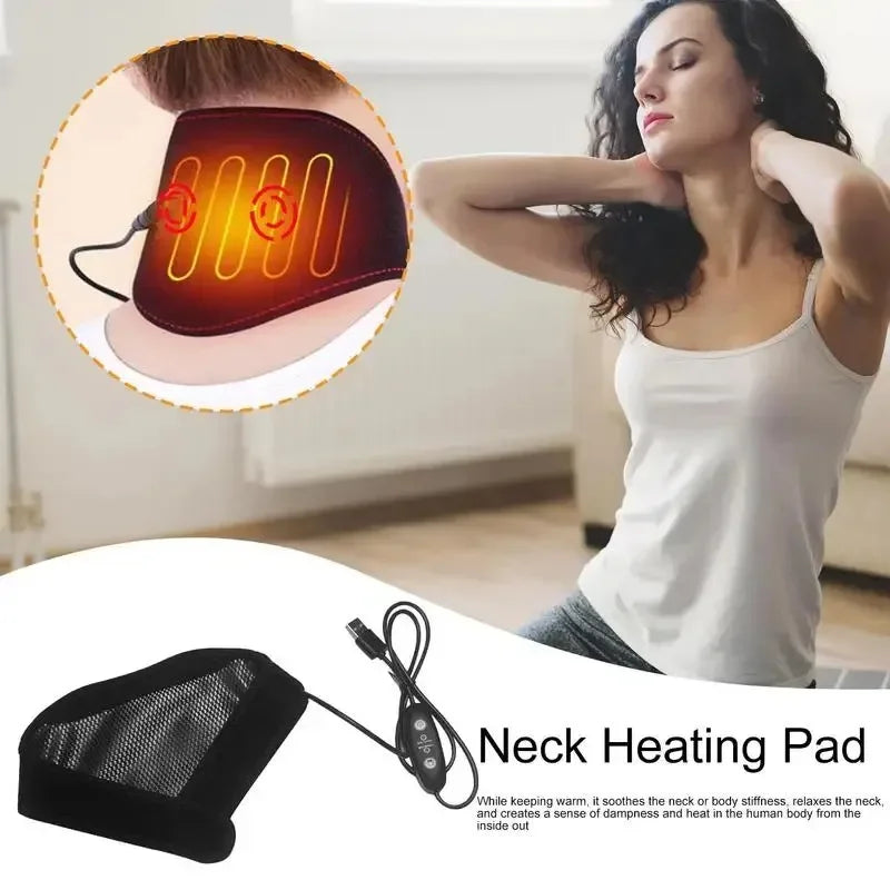 Almohadilla térmica eléctrica USB para cuello y hombros: 5 niveles de temperatura, envoltorio térmico ajustable | Terapia de calor cervical para el alivio del dolor de cuello en invierno