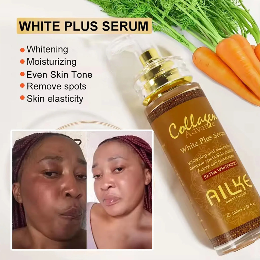 Sérum facial blanqueador e iluminador AILKE – Colágeno orgánico, reducción de manchas, tono de piel uniforme y sérum corporal hidratante y aclarador