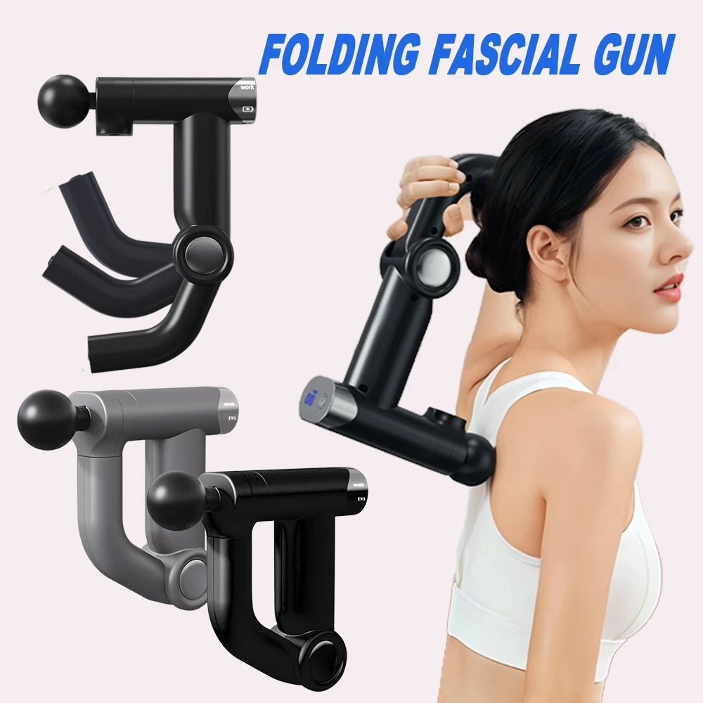 Folding Fascia Gun with 32 Levels – Electric Percussion Deep Muscle Massager for Neck, Back, Leg & Full Body Fitness