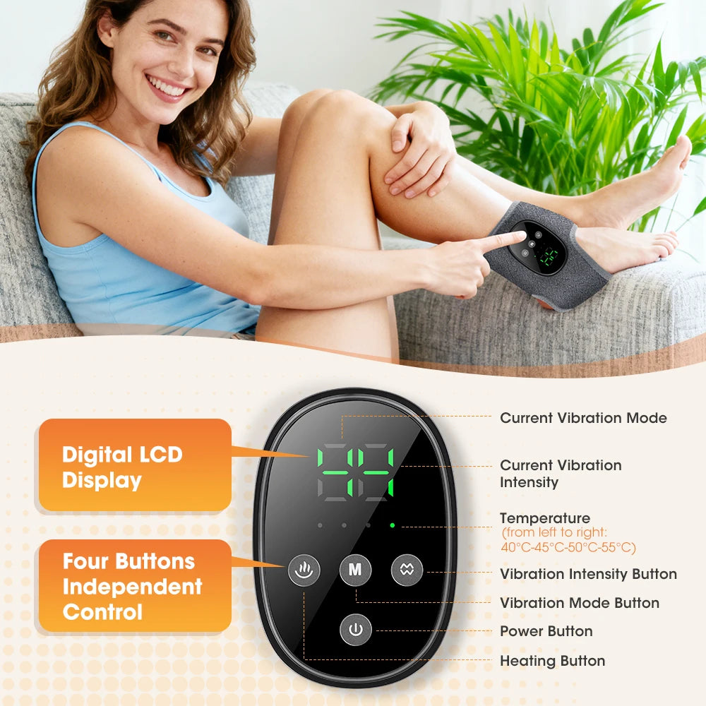 Elektrisches Fuß- und Knöchel-Massagegerät mit Wärmefunktion – Kabellose Vibrationsmanschette für Beinpflege & Entspannung | Tragbares Pad für Zuhause, Büro, Damen & Senioren