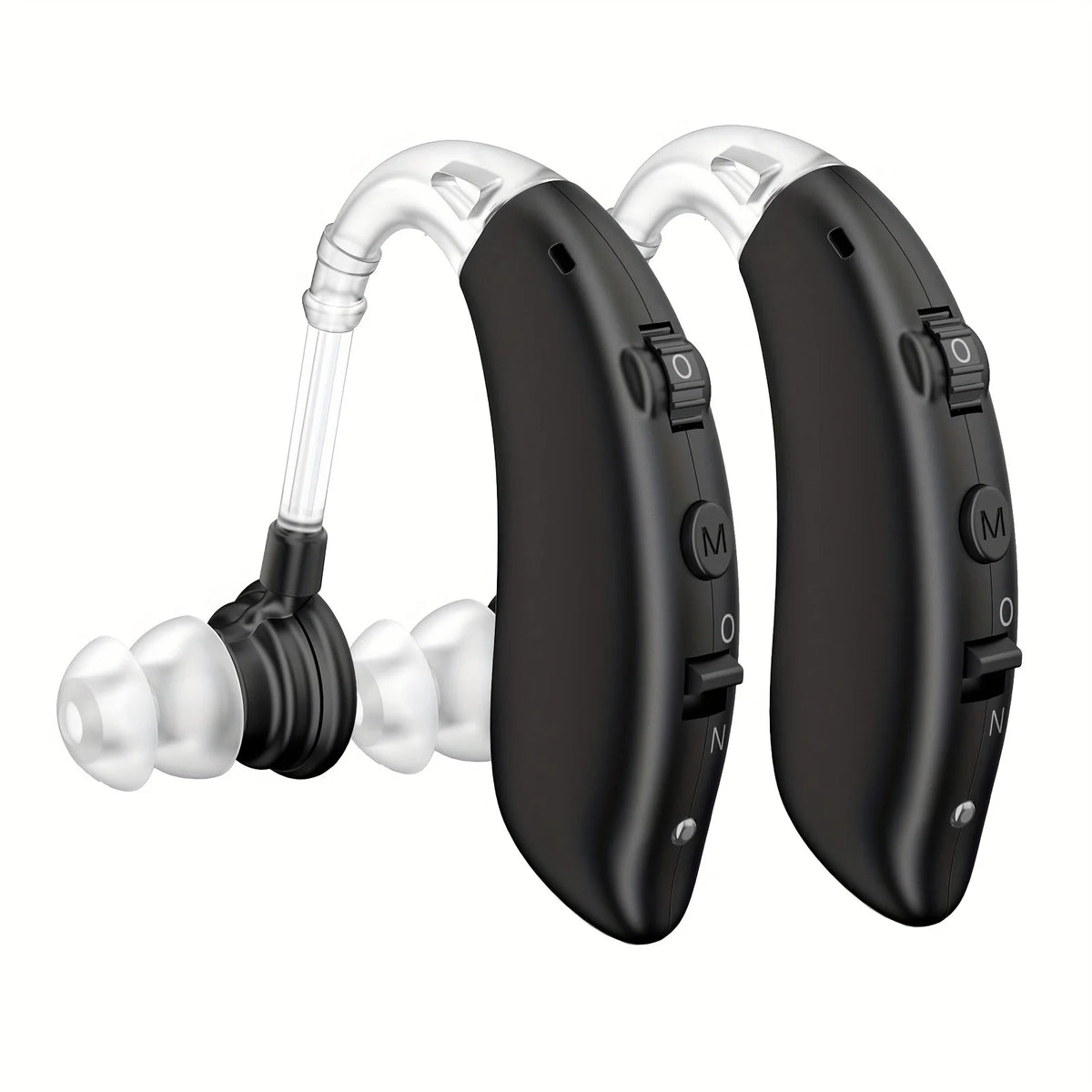 Audífono digital retroauricular (BTE) recargable – Amplificador de sonido con tono ajustable | Audífono portátil de uso diario para adultos mayores