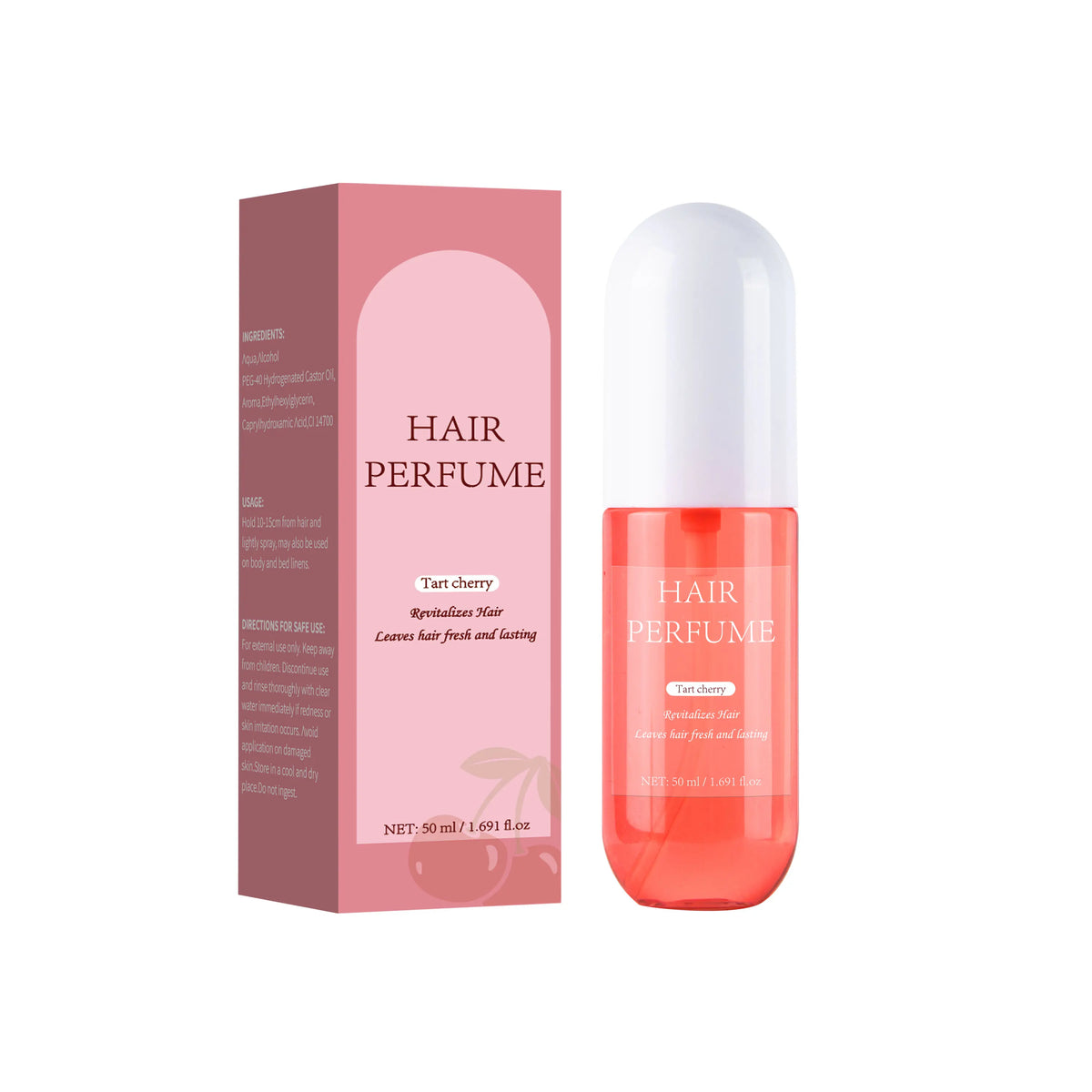 Parfum pour cheveux à la cerise acidulée – Eau de parfum pour femme, brume parfumée longue durée pour cheveux, corps et oreillers (50 ml)