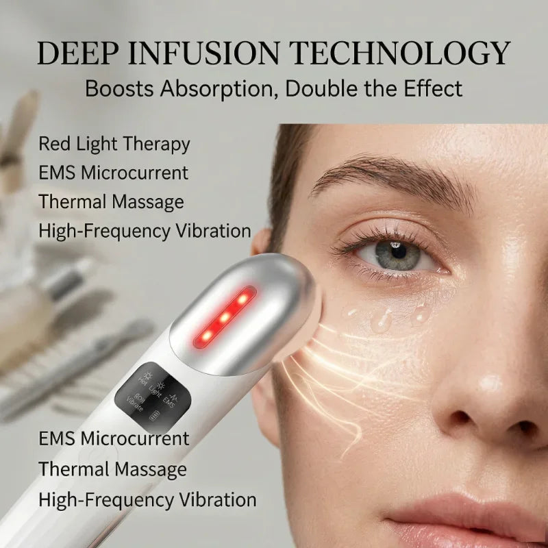 EMS-Mikrostrom-Gesichtsliftungsgerät – Rotlicht-Gesichts-Zauberstab für Augen, Hals & Gesicht | Hautstraffendes, Anti-Falten & Lifting-Beauty-Tool