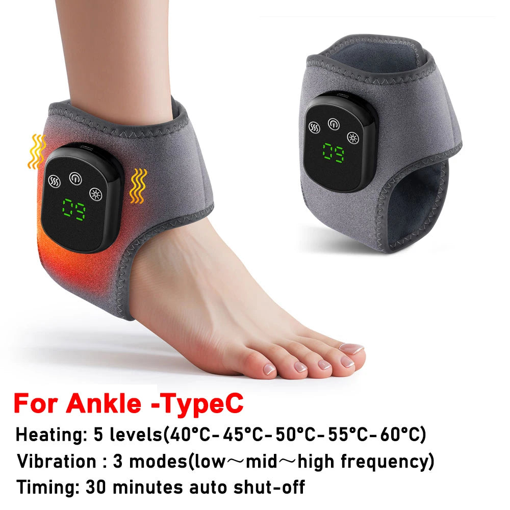 Wrist & Ankle Heating Vibration Massager Wrap – Cordless Joint Support Belt for Hand & Foot Fatigue Relief | Massage Pad for Home Use