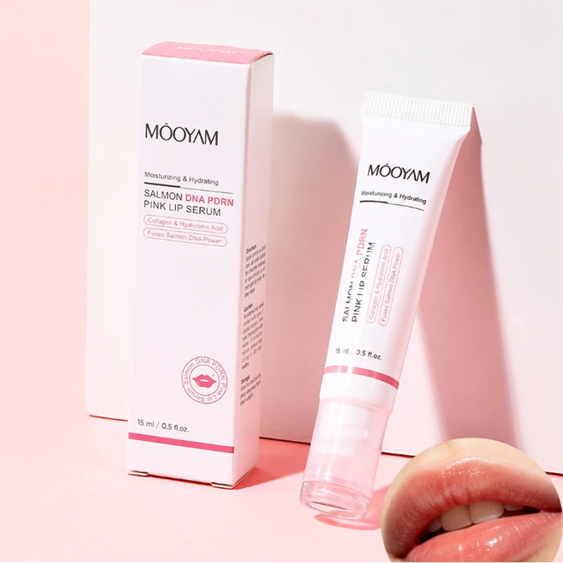 Sérum labial de salmón PDRN – Esencia reparadora de labios con colágeno y ácido hialurónico de 15 ml para hidratación profunda, labios secos y agrietados, y líneas de expresión.