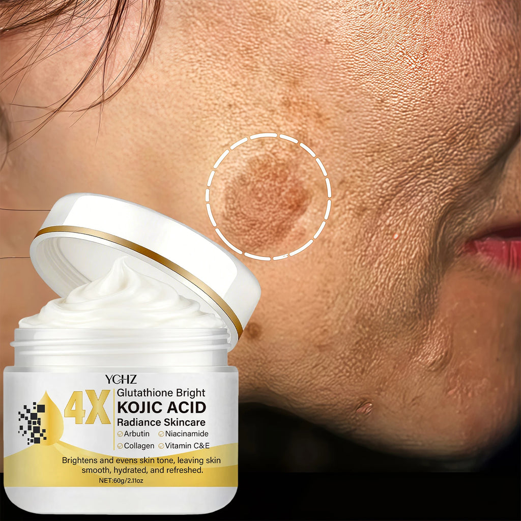 Crema facial de ácido kójico: Iluminadora, correctora de manchas oscuras e hidratante | Día y noche | 60 g