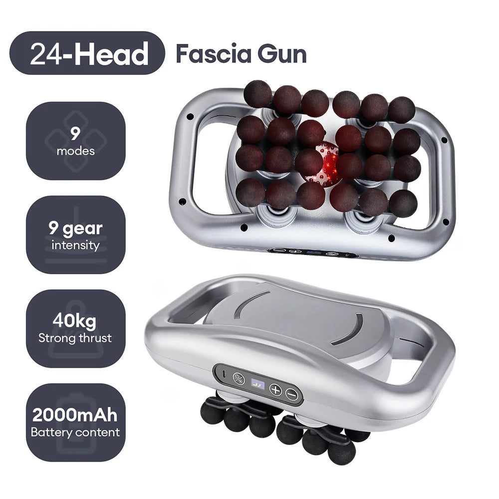 Pistolet de massage à 30 têtes – Pistolet de massage à vibrations haute fréquence pour la récupération musculaire du dos, de la taille, des cuisses, du cou et des épaules