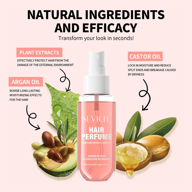 Bruma de perfume para el cabello – Spray de cuidado capilar hidratante con extractos vegetales de 80 ml y fragancia natural duradera para hombres y mujeres