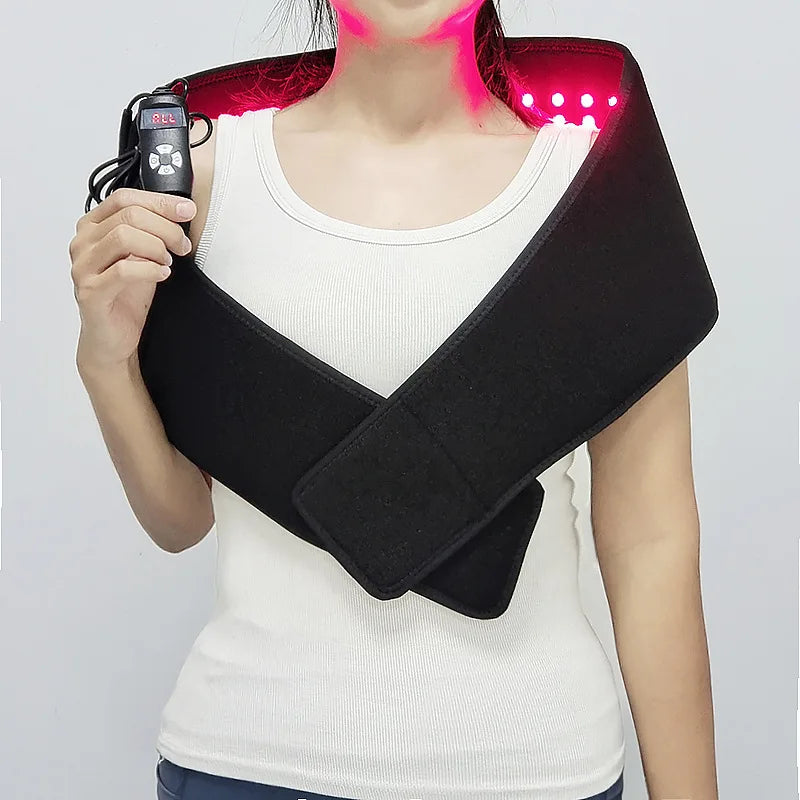 Rotlicht-Therapie-Pad – 660 nm & 850 nm Infrarot-Rotlicht-Therapie-Gürtel mit Vibration & Puls zur Linderung von Schulter-, Taillen- und Muskelschmerzen