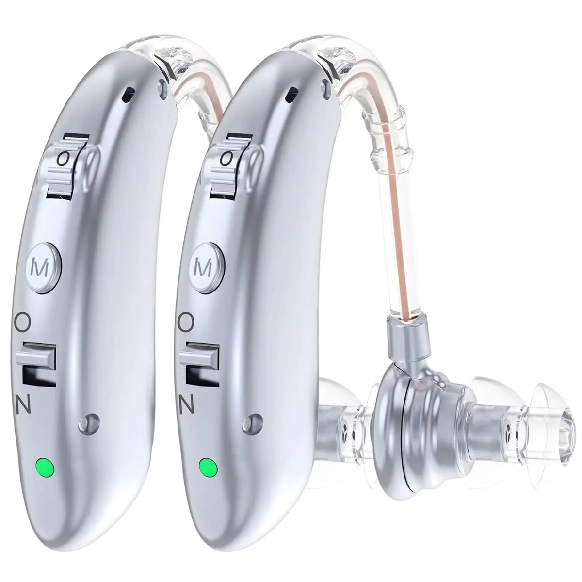 Audífono digital retroauricular (BTE) recargable – Amplificador de sonido con tono ajustable | Audífono portátil de uso diario para adultos mayores