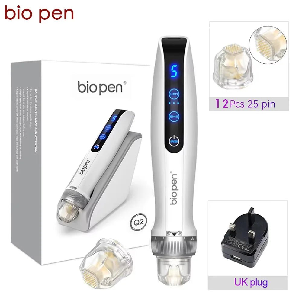 Biopen Q2 3-in-1 Facial Beauty Pen – EMS, Red & Blue Light Therapy Skin Care Tool with 10 Replacement Needle Cartridges (0.25mm) - sensationmarketsensationmarket14:350853#bio pen Q2-UK plugBiopen Q2 3-in-1 Facial Beauty Pen – EMS, Red & Blue Light Therapy Skin Care Tool with 10 Replacement Needle Cartridges (0.25mm)bio pen Q2-UK plug