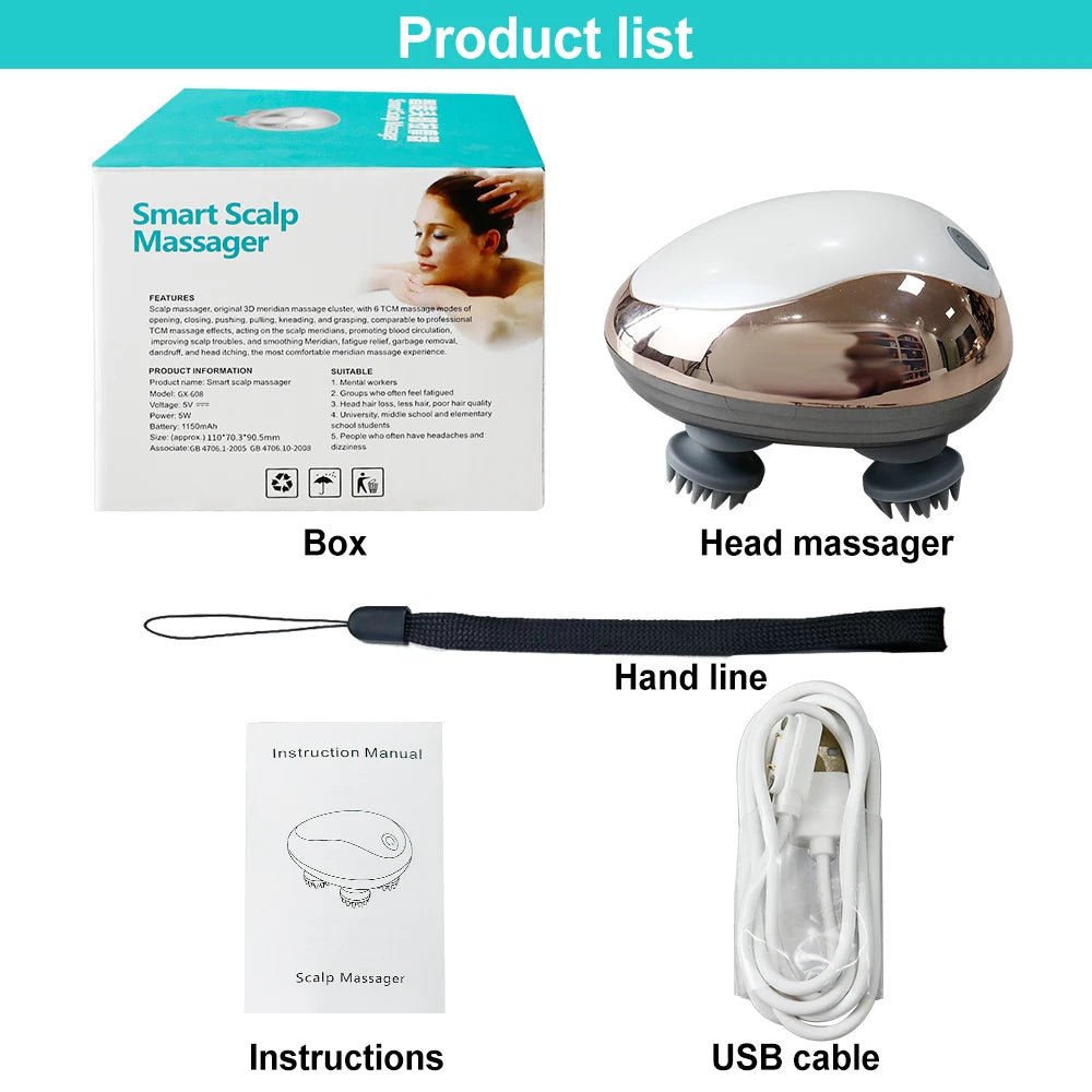 Electric Head Massager – Deep Tissue Kneading & Vibration for Hair Growth, Scalp Stimulation & Full Body Stress Relief | Portable Design - sensationmarketsensationmarket14:200003699#WhiteElectric Head Massager – Deep Tissue Kneading & Vibration for Hair Growth, Scalp Stimulation & Full Body Stress Relief | Portable DesignWhite