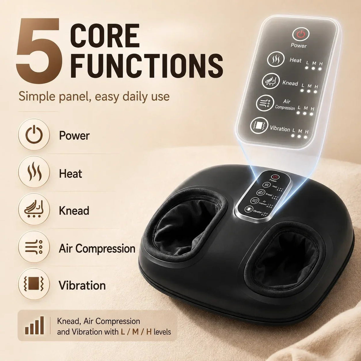 Foot Massager Machine with Heat & Air Compression – Kneading Vibration, 3 Intensity Levels & Removable Liners for Home & Office - sensationmarketsensationmarket14:193#BLACK;200007763:201336100;400079803:1983475201Foot Massager Machine with Heat & Air Compression – Kneading Vibration, 3 Intensity Levels & Removable Liners for Home & Office100V-127V US PlugChina MainlandBLACK