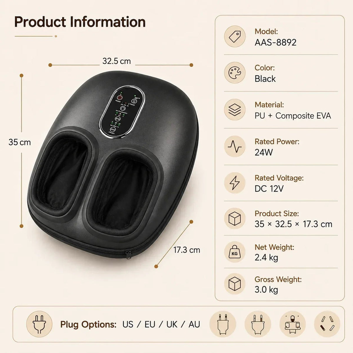 Foot Massager Machine with Heat & Air Compression – Kneading Vibration, 3 Intensity Levels & Removable Liners for Home & Office - sensationmarketsensationmarket14:193#BLACK;200007763:201336100;400079803:1983475201Foot Massager Machine with Heat & Air Compression – Kneading Vibration, 3 Intensity Levels & Removable Liners for Home & Office100V-127V US PlugChina MainlandBLACK