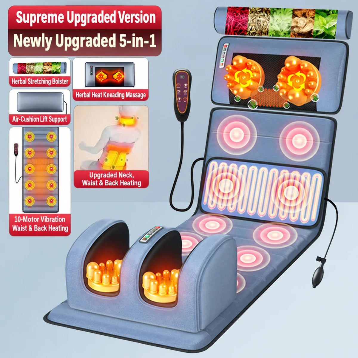 Full Body Electric Heated Massage Mat – 10-Motor Vibration, Neck Kneading & Detachable Leg Foot Massager | Complete Body Relaxation Mattress - sensationmarketsensationmarket14:75737226#quanpeirong;200007763:201336100;400079803:1983473477Full Body Electric Heated Massage Mat – 10-Motor Vibration, Neck Kneading & Detachable Leg Foot Massager | Complete Body Relaxation Mattress100V-240V US PlugChina Mainlandquanpeirong