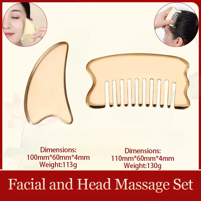 Gua Sha Face Massager & Kansa Wand – Facial Sculpting Tool for Lymphatic Drainage, Skin Lifting & Ayurvedic Beauty Ritual - sensationmarketsensationmarket14:200006155#Combination 4;200007763:201336100Gua Sha Face Massager & Kansa Wand – Facial Sculpting Tool for Lymphatic Drainage, Skin Lifting & Ayurvedic Beauty RitualChina MainlandCombination 4