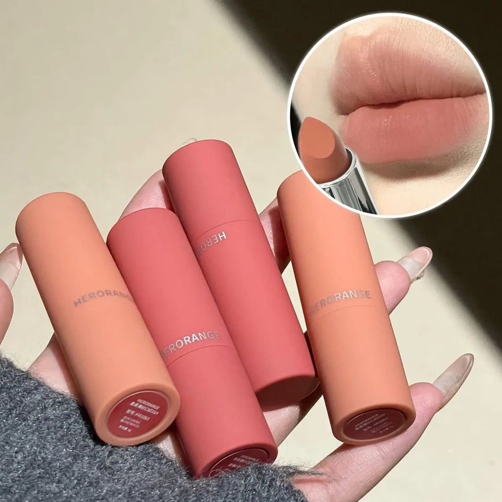 Herorange Sheer Matte Lipstick – Soft, Non-Drying, Transfer-Proof Long-Lasting Formula in Natural Tones for All Skin Tones - sensationmarketsensationmarket200001176:200004889#01Herorange Sheer Matte Lipstick – Soft, Non-Drying, Transfer-Proof Long-Lasting Formula in Natural Tones for All Skin Tones01