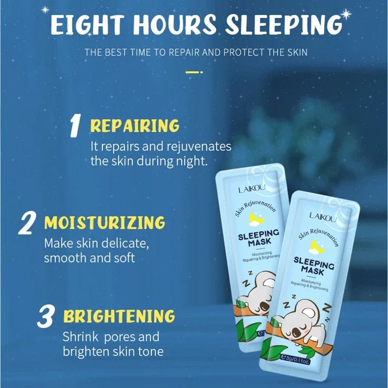 LAIKOU 7-Piece Sleeping Face Mask Set – Snail, Matcha, Seaweed, Sakura & Centella Night Masks for Moisturising & Skin Repair - sensationmarketsensationmarket14:201452310#mixedLAIKOU 7-Piece Sleeping Face Mask Set – Snail, Matcha, Seaweed, Sakura & Centella Night Masks for Moisturising & Skin Repairmixed