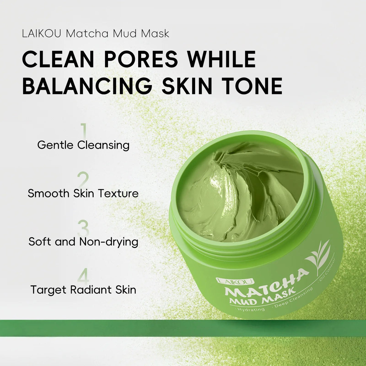 LAIKOU Longjing Matcha Mud Mask – Blackhead Removal, Oil Control & Deep Cleansing Clay Mask with Refreshing Hydration - sensationmarketsensationmarket14:193#matchaLAIKOU Longjing Matcha Mud Mask – Blackhead Removal, Oil Control & Deep Cleansing Clay Mask with Refreshing Hydrationmatcha