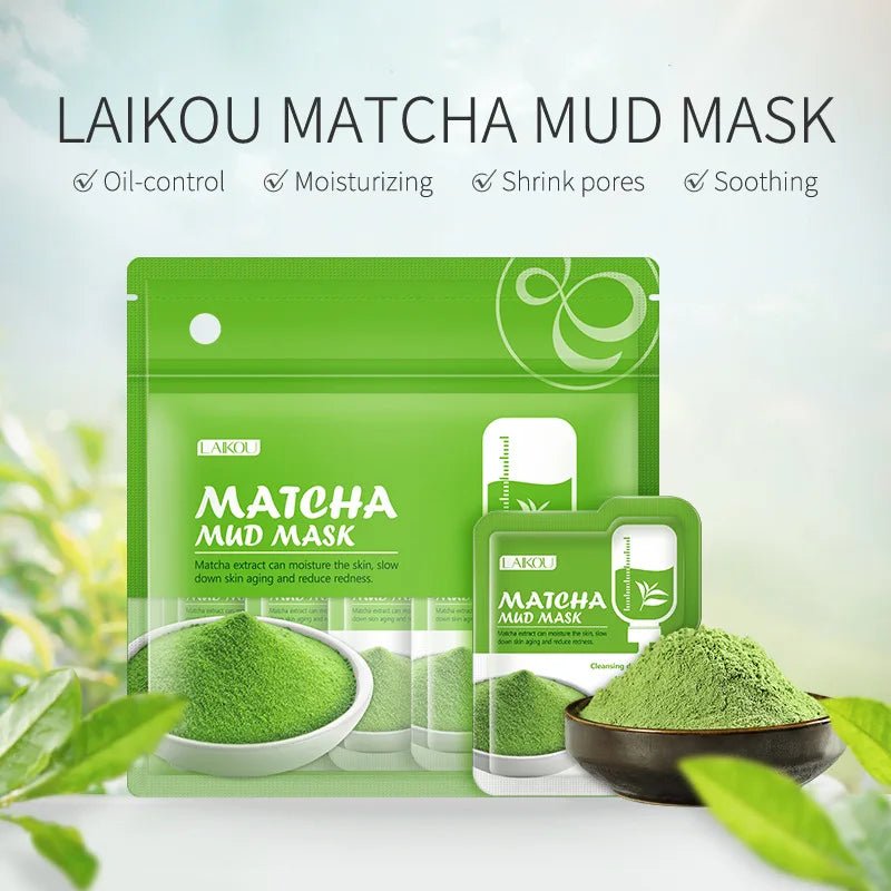 LAIKOU Matcha Green Clay Mud Face Mask – 7pcs Night Facial Pack for Dark Circles, Deep Moisturising & Skin Care - sensationmarketsensationmarket14:771#matchaLAIKOU Matcha Green Clay Mud Face Mask – 7pcs Night Facial Pack for Dark Circles, Deep Moisturising & Skin Carematcha