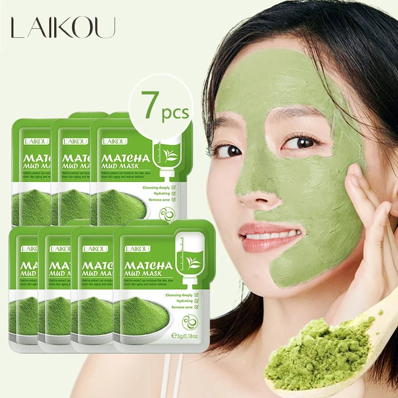 LAIKOU Matcha Green Clay Mud Face Mask – 7pcs Night Facial Pack for Dark Circles, Deep Moisturising & Skin Care - sensationmarketsensationmarket14:771#matchaLAIKOU Matcha Green Clay Mud Face Mask – 7pcs Night Facial Pack for Dark Circles, Deep Moisturising & Skin Carematcha