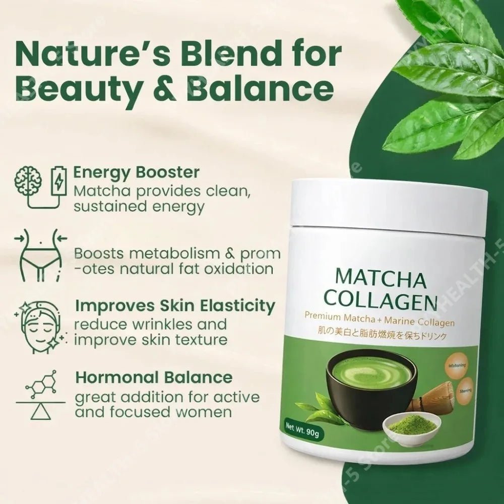 Matcha Collagen Powder – Marine Collagen & Green Tea Beauty Wellness Drink Mix for Hair, Skin & Nails (90g) - sensationmarketsensationmarket200076261:200138404#270 g(Pack of 3)Matcha Collagen Powder – Marine Collagen & Green Tea Beauty Wellness Drink Mix for Hair, Skin & Nails (90g)270 g(Pack of 3)