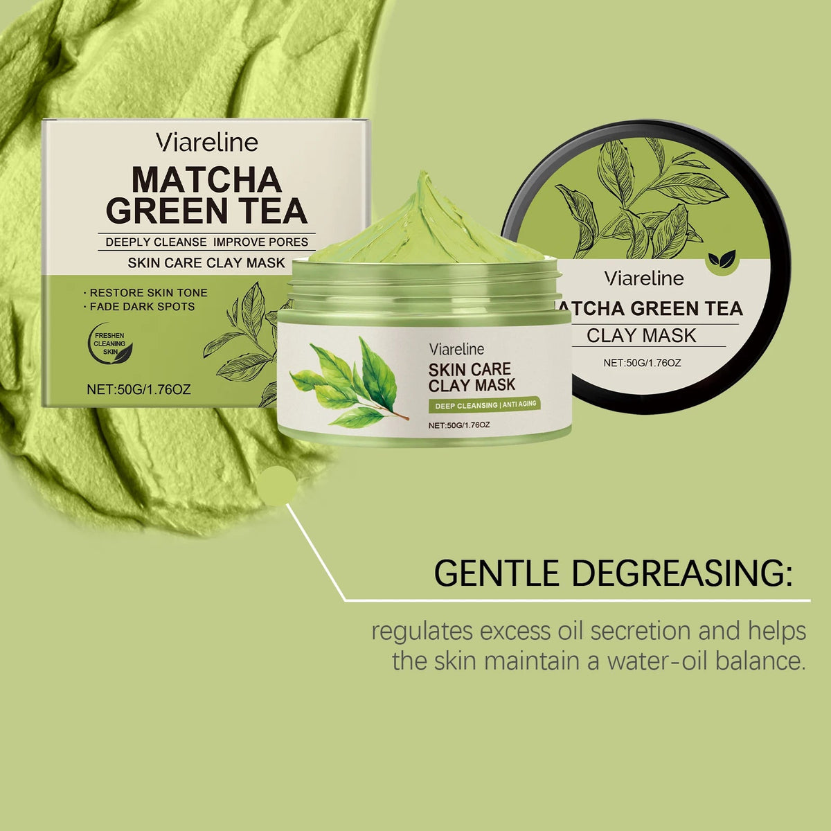 Matcha Green Tea Clay Facial Mud Mask – Camellia Sinensis Extract for Deep Cleansing, Pore Refining, Oil Control & Smooth Skin - sensationmarketsensationmarket14:-3;200007763:201336106Matcha Green Tea Clay Facial Mud Mask – Camellia Sinensis Extract for Deep Cleansing, Pore Refining, Oil Control & Smooth SkinUnited States3x50g