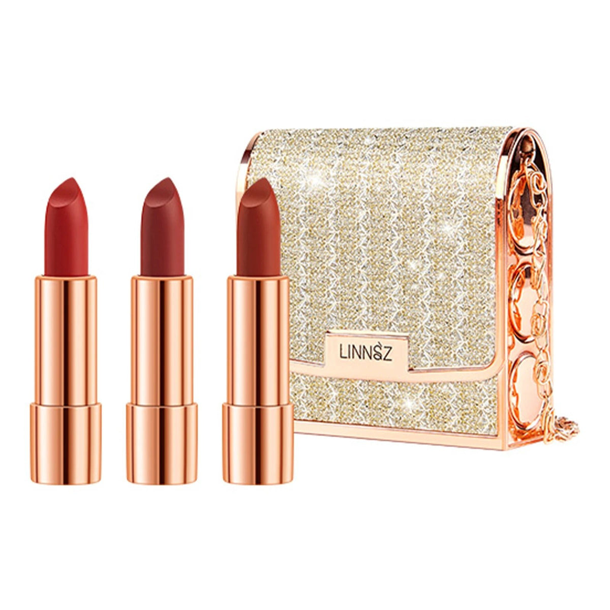 Matte Lipstick Gift Set – 3 Shades x 3.5g with Silver Chain Shining Bag | Waterproof, Non-Transfer Long-Lasting Red Lip Makeup - sensationmarketsensationmarket200001176:10#multipack;491:56964930Matte Lipstick Gift Set – 3 Shades x 3.5g with Silver Chain Shining Bag | Waterproof, Non-Transfer Long-Lasting Red Lip MakeupOption 1multipack