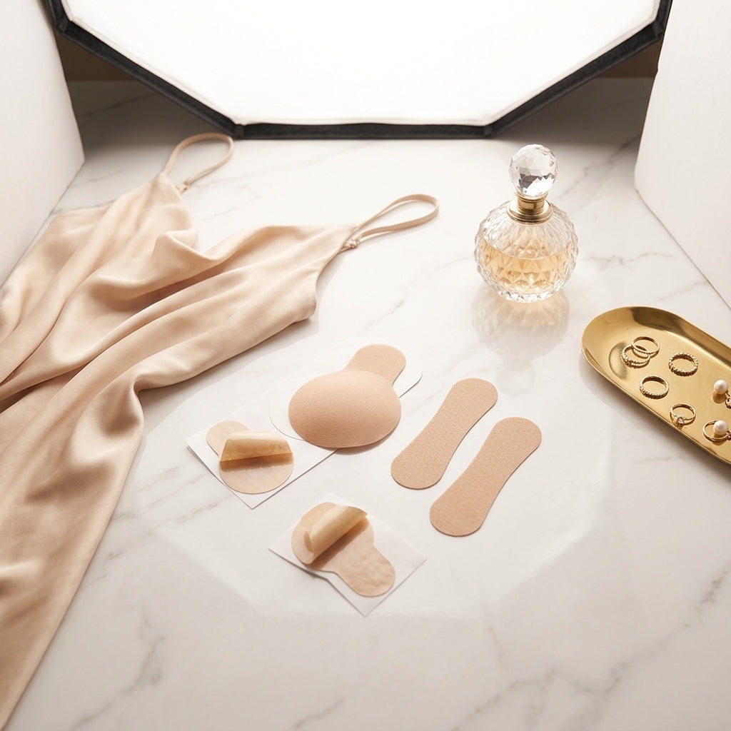 Adhesive breast lift tape and nipple covers — Elevated Lifestyle Scene | Generated by Modelize