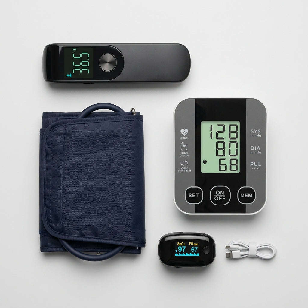 Digital Health Diagnostic Kit — Complete Health Kit Flat Lay | Generated by Modelize