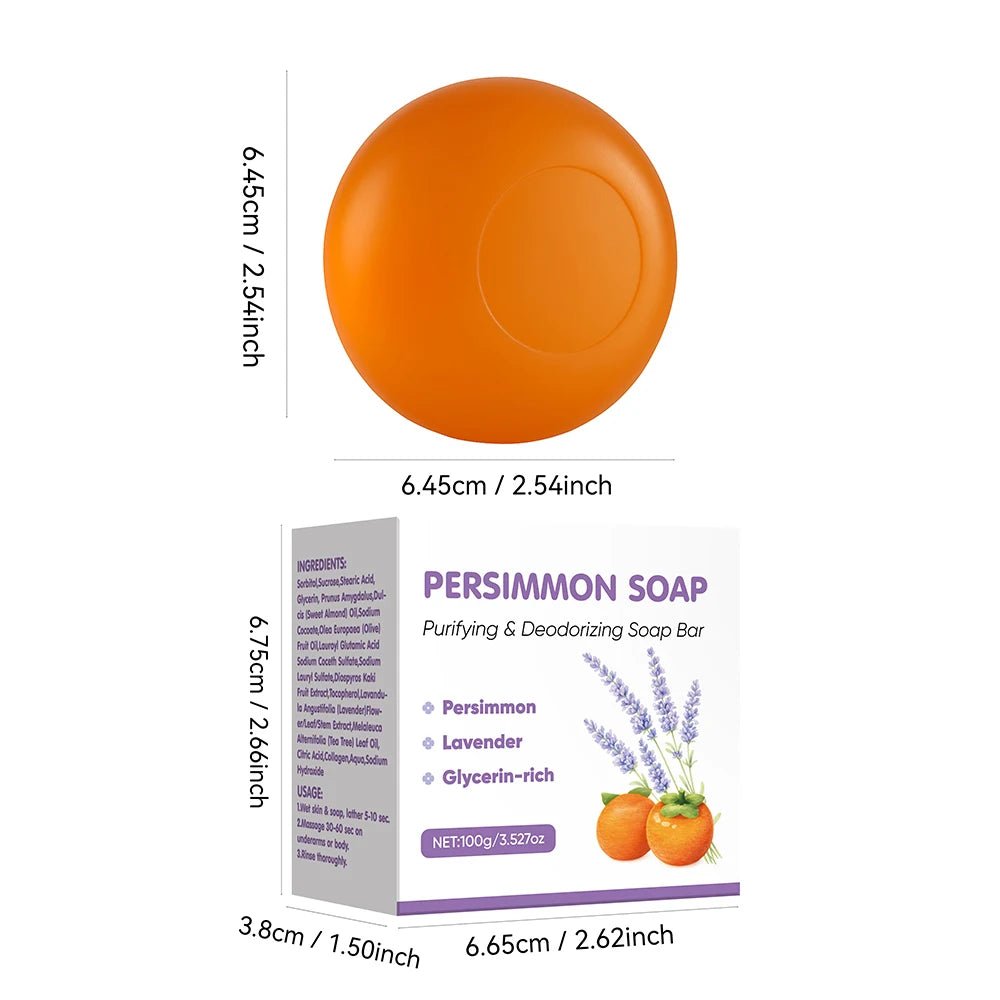 Persimmon & Lavender Deodorizing Soap Bar 100g – Japanese Persimmon Extract for Body Odor Control | Purifying Unisex Bar - sensationmarketsensationmarket200009122:100015911#2PCS SetPersimmon & Lavender Deodorizing Soap Bar 100g – Japanese Persimmon Extract for Body Odor Control | Purifying Unisex Bar2PCS Set