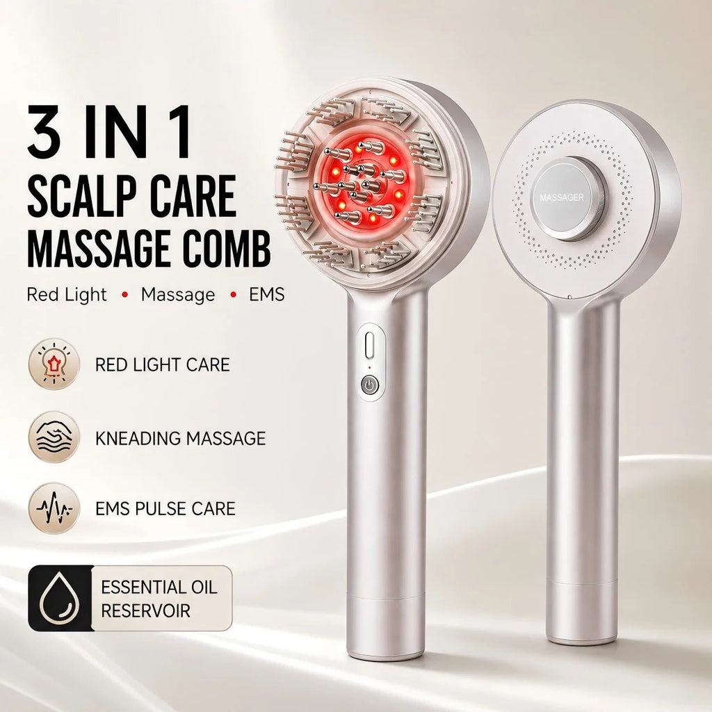 Red Light EMS Scalp Massager Comb – Electric Kneading Head Massage Brush with Essential Oil Reservoir | Rechargeable Waterproof Hair Care Tool - sensationmarketsensationmarket14:350850;400079803:23313063559Red Light EMS Scalp Massager Comb – Electric Kneading Head Massage Brush with Essential Oil Reservoir | Rechargeable Waterproof Hair Care ToolUSB Type-CGold
