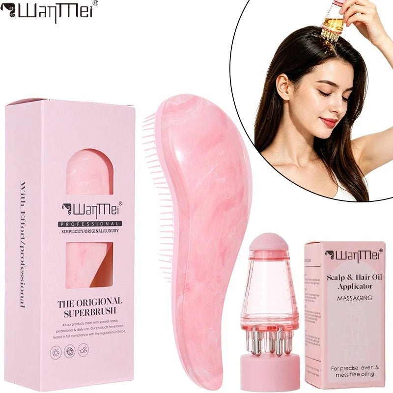 Scalp Root Oil Applicator Comb & Detangler Brush Set (2pcs) – Hair Growth Serum & Nourishing Oil Hair Care Kit - sensationmarketsensationmarket14:200004891#Rose red-2pcsScalp Root Oil Applicator Comb & Detangler Brush Set (2pcs) – Hair Growth Serum & Nourishing Oil Hair Care KitRose red-2pcs