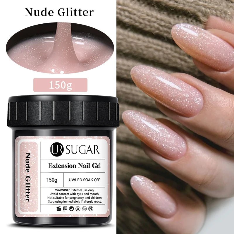 UR SUGAR 150g Nail Extension Gel – Transparent, Jelly White & Light Pink UV/LED Builder Gel for French & Acrylic Manicure - sensationmarketsensationmarket14:200000195#Nude GlitterUR SUGAR 150g Nail Extension Gel – Transparent, Jelly White & Light Pink UV/LED Builder Gel for French & Acrylic ManicureNude Glitter