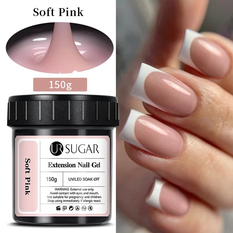 UR SUGAR 150g Nail Extension Gel – Transparent, Jelly White & Light Pink UV/LED Builder Gel for French & Acrylic Manicure - sensationmarketsensationmarket14:200003699#Soft PinkUR SUGAR 150g Nail Extension Gel – Transparent, Jelly White & Light Pink UV/LED Builder Gel for French & Acrylic ManicureSoft Pink